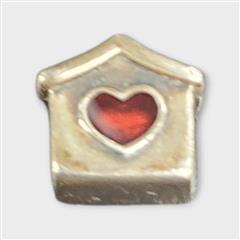 Pandora Dog House Charm Sterling Silver Red Enamel Heart ALE 925